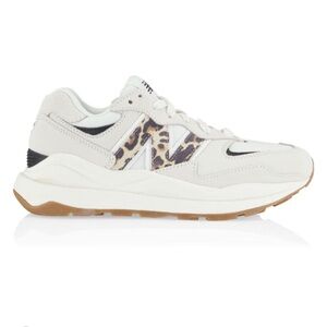 New Balance Cream and Leopard Print Sneakers